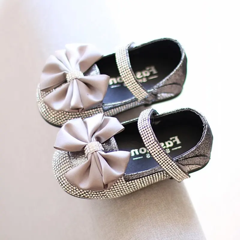 

Girls Princess Shoes Paillette Mary Janes Shoes For Baby Kids Butterfly-Knot Party Shoes Crystal Single Shoe For Children MCH058