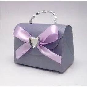200 шт/партия модная сумка в форме Свадебная бумажная коробка с ribbonbow, OF100 - Цвет: purple