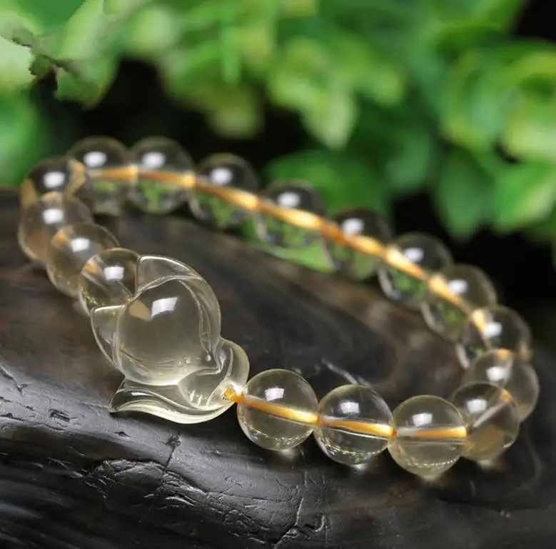 

8mm Natural ice yellow crystal mozambique topaz fox bracelet beauty of the single ring bracelet wholesale