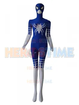 

Special Style Spider-man Costume Royal Blue White Spandex Suit Spiderman Superhero Halloween Fullbody Zentai Suit