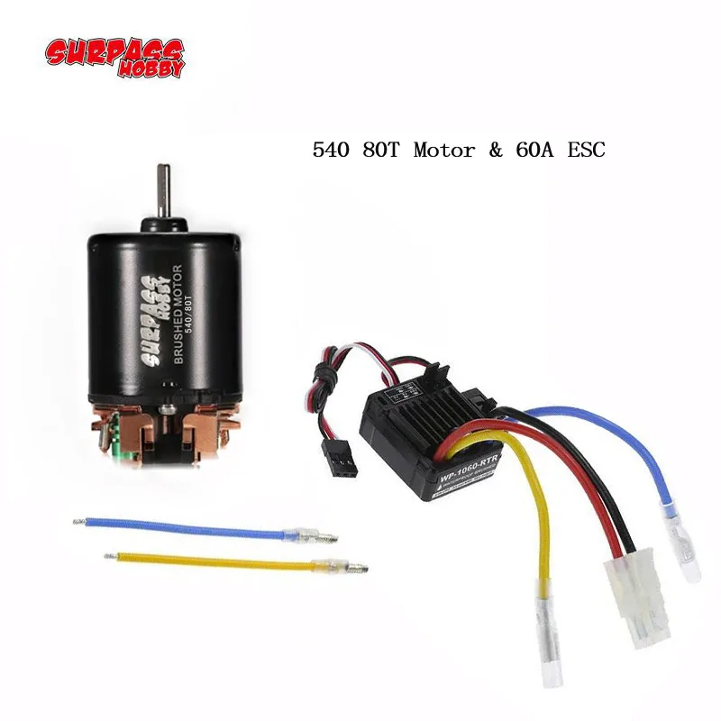 

540 80T 55T Brushed Motor w/60A ESC for 1/10 HSP HPI Wltoys Kyosho TRAXXAS TRX4 Redcat D90 D110 SCX10 RC Car Off-road Crawler