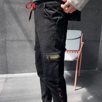 

New Fashion Street Style Nine Pants Plus Fertilizer XL Mens Jeans Fat Mens Tooling Pants Retro Straight Jeans