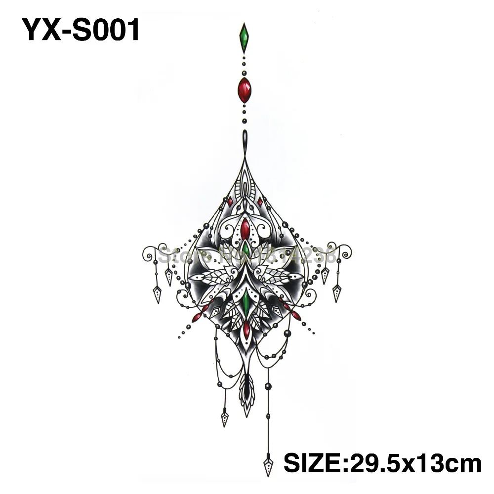 Yx-s001 Sexy Chest Tattoo Big Size 295mm X 130mm New Brand Body Art Tatoo Temporary Tattoo