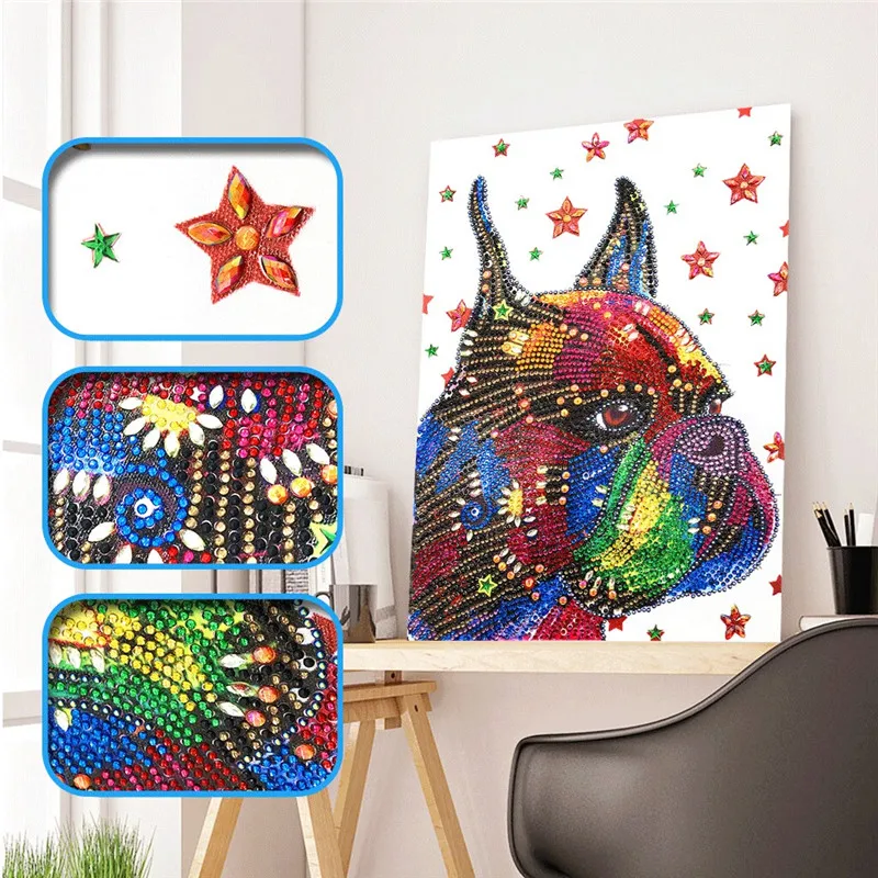 

New special shape diamond painting cartoon animal figure combination modern pattern DIY 5D part drill cross stitch kit crystal a