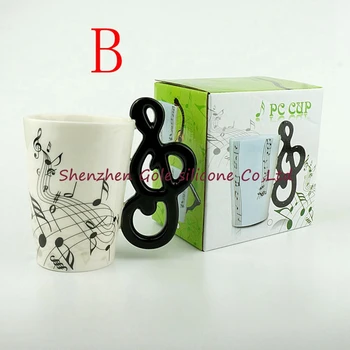 

60pcs Creative Guitar Ceramic Cup Personality Music Note Milk Juice Lemon Mug Coffee Tea Cup Home Office Drinkware Unique Gift