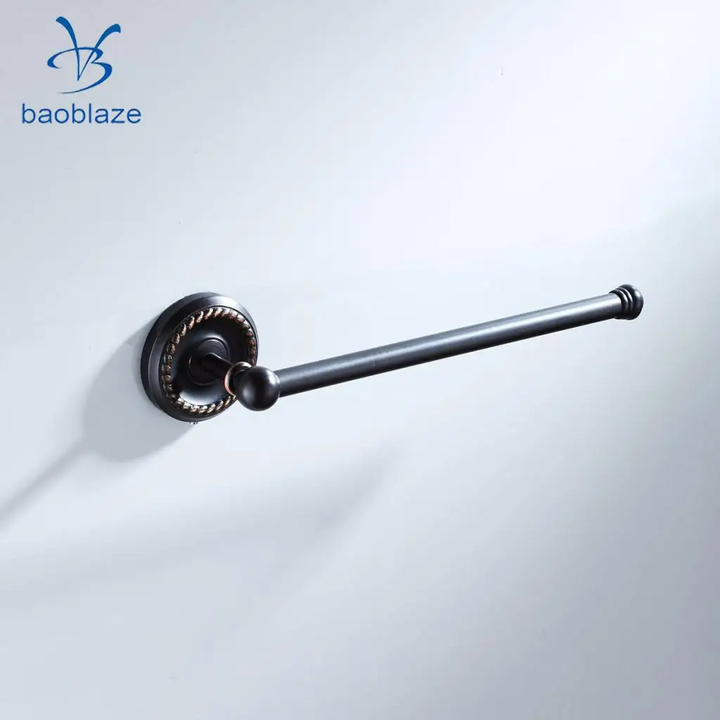 Baolaze большая вешалка для полотенец, вешалка для ванны, крючок настенный для ванной комнаты, черная латунь-1 линия, 2 линии, круглые кольца - Цвет: 1 Line A