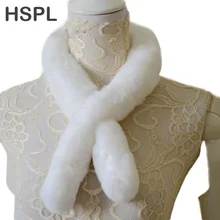 HSPL мягкий шарф с кроличьим мехом для женщин, зимние воротники из натурального меха, зимний Полосатый Черный шарф, аксессуары для одежды