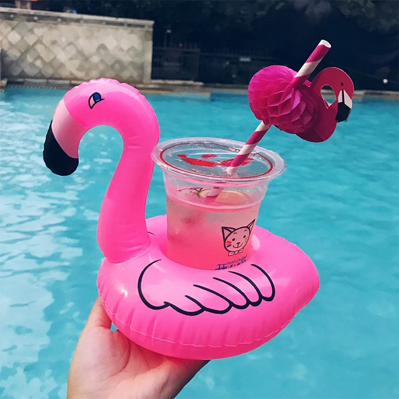 Inflatable Swimming Rings Swimming Drink Holder Unicorn Flamingo For Bath Kids Float Toys Party Supply Pool Accessories Bathing