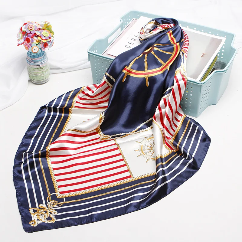 

RUBY VICKY 2019 90x90cm Fashion Brand Scarf Women Luxury Hijab Silk Satin Shawl Scarfs Foulard Square Head Scarves Wraps