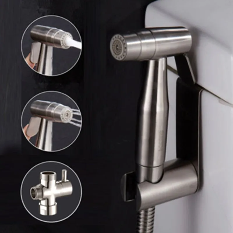 Homedec Dual Function Stainless Steel Handheld Bidet Sprayer Shattaf 7/8" T adapter Set for usa