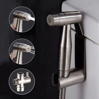 

Homedec Dual Function Stainless Steel Handheld Bidet Sprayer Shattaf 7/8" T adapter Set for usa country