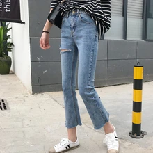 Дешевая Новинка Весна Лето Горячая Распродажа женские модные повседневные джинсовые брюки FW971