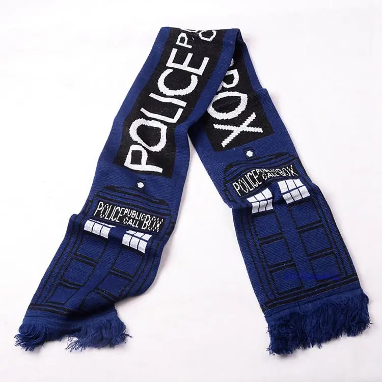 ТВ доктор из "Доктора Кто" ящик вызова синий шейный платок обертывание шарф Рождественский подарок, подарок на день рождения женщин мужчин sking