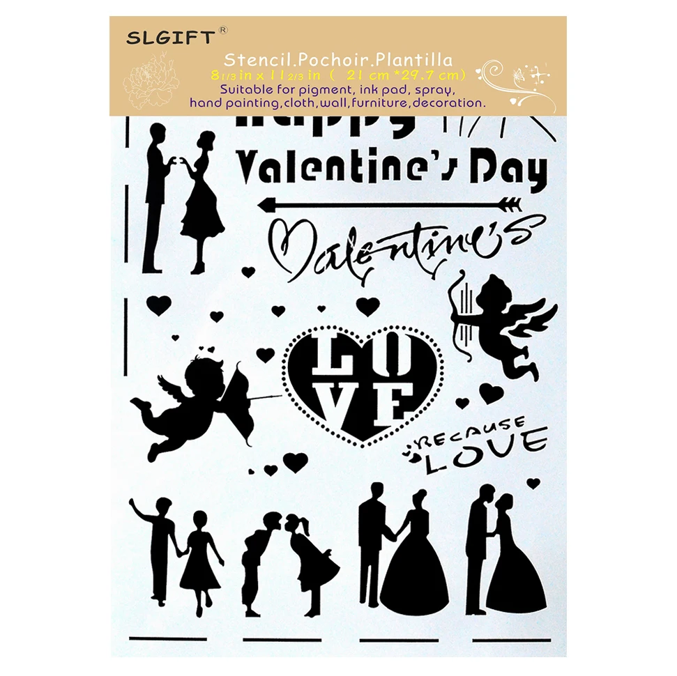 

Wedding Theme Stencils for Wall Painting DIY Scrapbooking Photo album Paper Card Making Craft Decorative Embossing Template