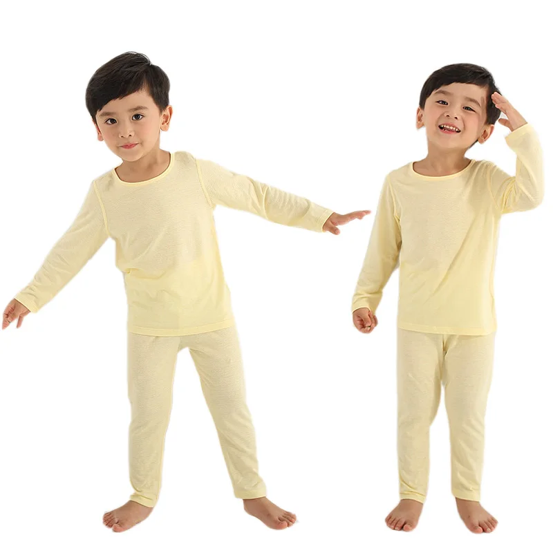 

Children Clothing Boy Pajamas Set Girls Bamboo Fiber Long Sleeve Breathable Suit Toddlers Homewear Kids Air Conditioning Clothes