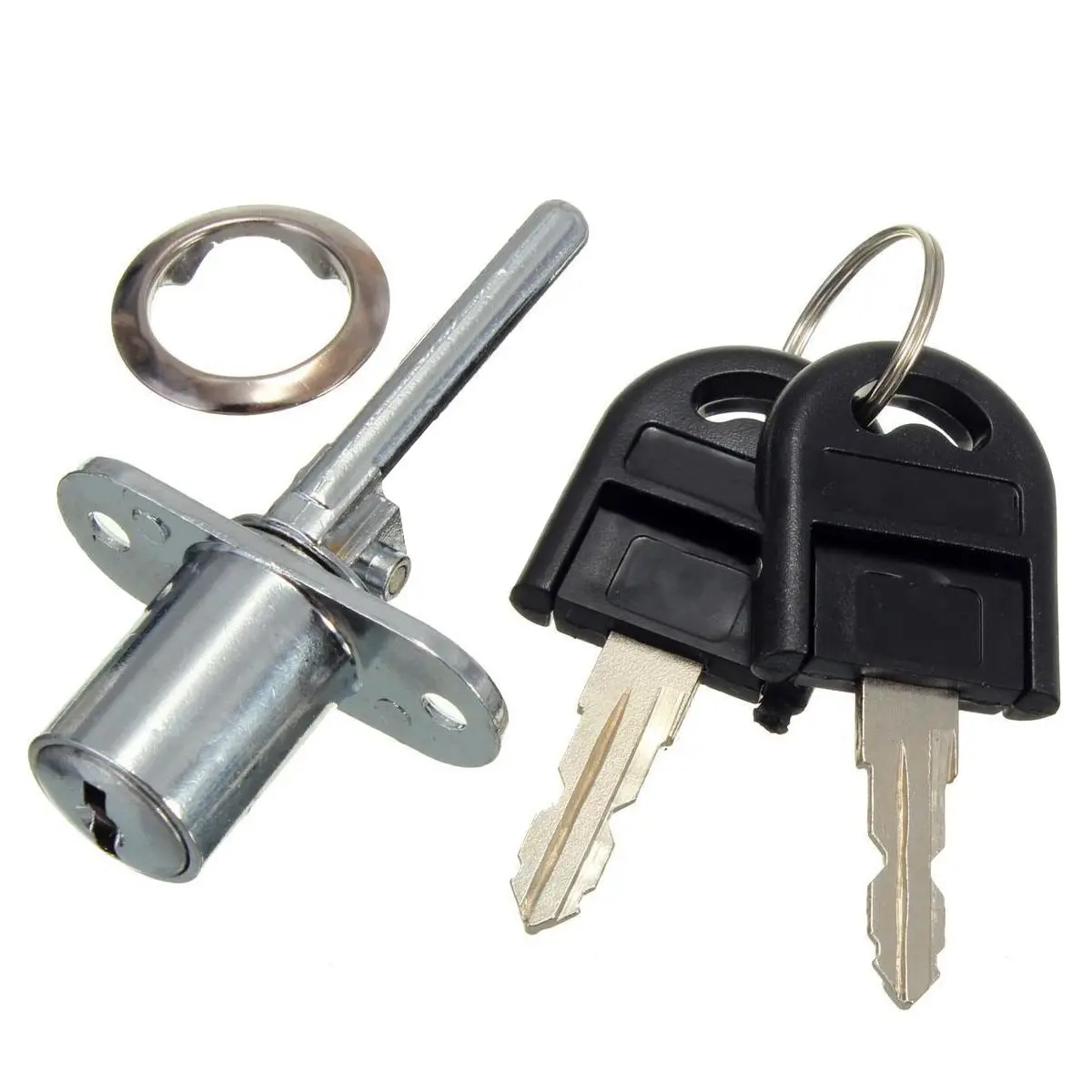 2 Keys Black Cam Lock Door Cabinet MailBox 16mm Desk Drawer Cupboard Locker 