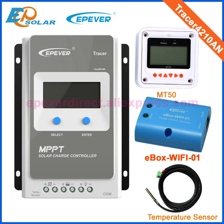 

Solar tracer 40A 40amps EPEVER MPPT Solar controller Tracer4210AN 12V/24V work temp sensor wifi box and MT50 Meter