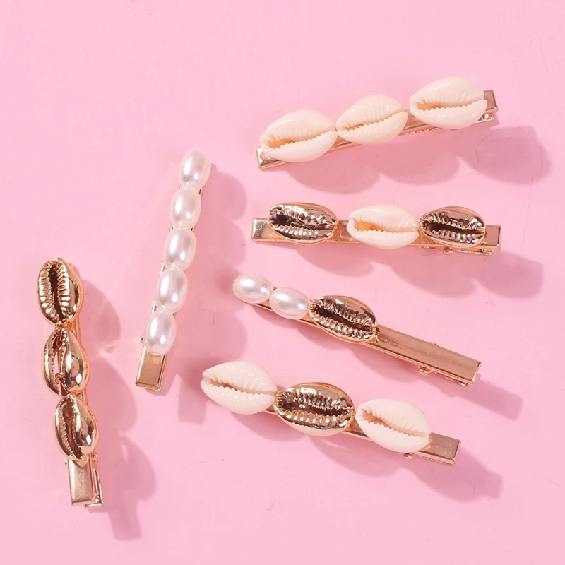 

Lalynnly 6PCS Boho Genuine Shell Conch Hair Pins Simulated Pearl Hair Accessories Golden Handmade Indian Beach Jewelry F06941
