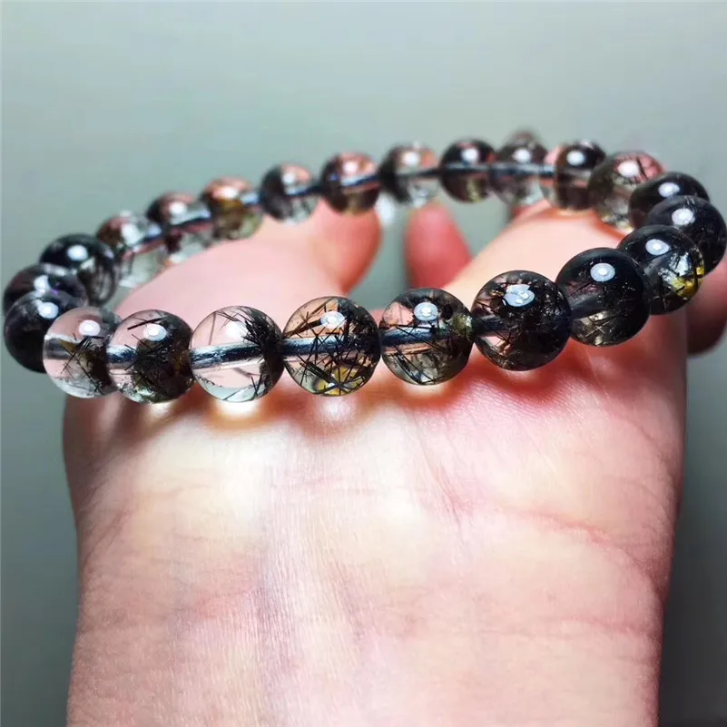 Natural Black Hair Rutilated Quartz Stone Bracelet (4)