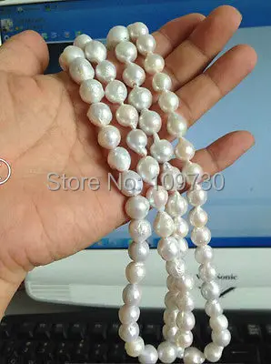 

Jewelr 003748 12-13mm Australian south sea baroque white pearl necklace