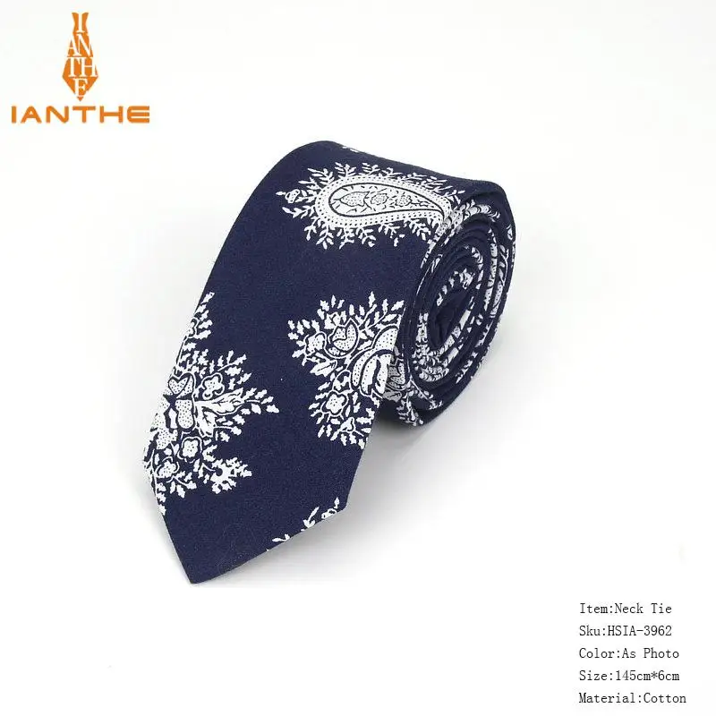Брендовые Новые хлопковые мужские галстуки с принтом пейсли для шеи, узкий галстук, узкие галстуки с цветочным принтом - Цвет: Photo Color