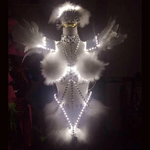 Стразы, кристаллы, перья, крылья, Led костюм, для выступлений, светодиодный костюм, для танцев, светящийся светильник, одежда, подарки на вечеринку