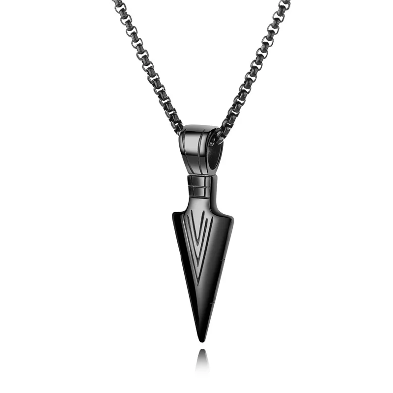 Besteel Jewelry Stainless Steel Arrowhead Pendant Necklace for Men Biker Punk 24 Chain 