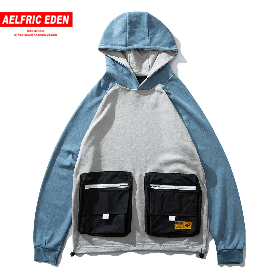 

Aelfric Eden Patchwork Zipper Pockets Hoodies Mens 2019 Autumn Harajuku Hip Hop Casual Pullover Fashion Sweatshirts Streetwear