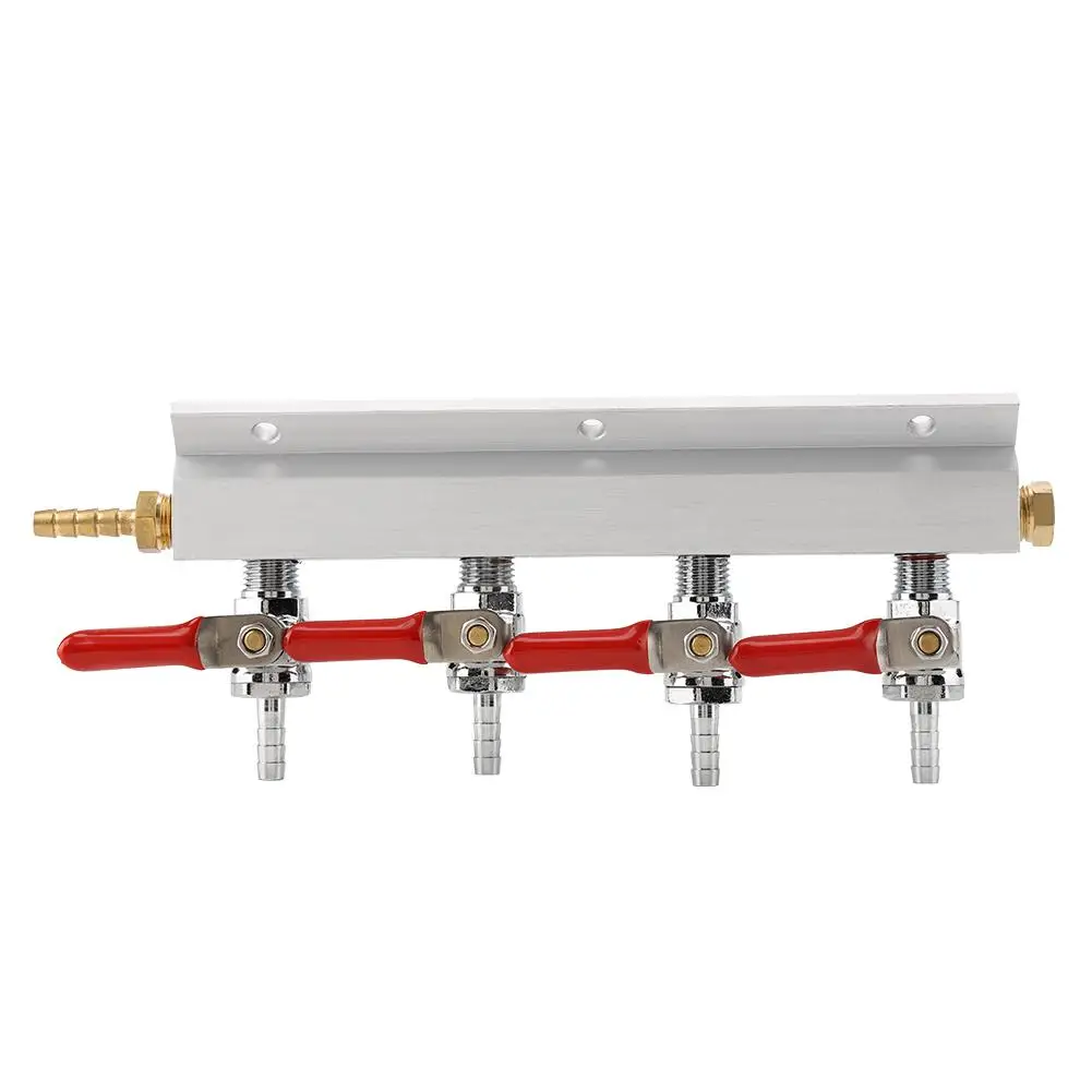 

4 Way Co2 Air Gas Manifold Beer Distribution Splitter One-Way Valve Mechanism Manifolds Pressure 2 Psi Beer Brewing Equipment