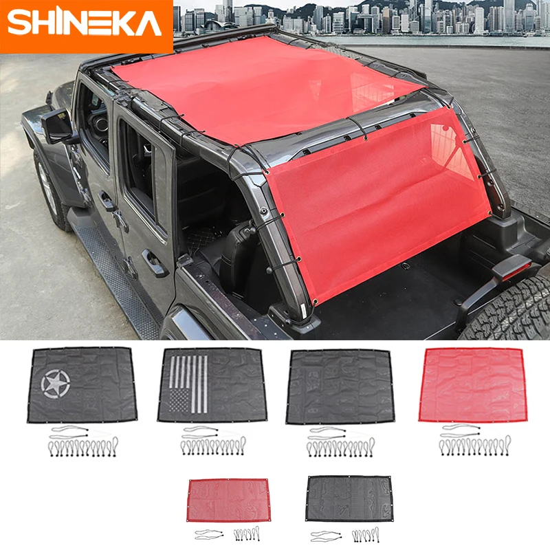 

SHINEKA Car Cover For Jeep Wrangler JL Accessoire Sunshade Cover Roof UV Proof Net Trunk Shading Net For Jeep Wrangler JL 2018+