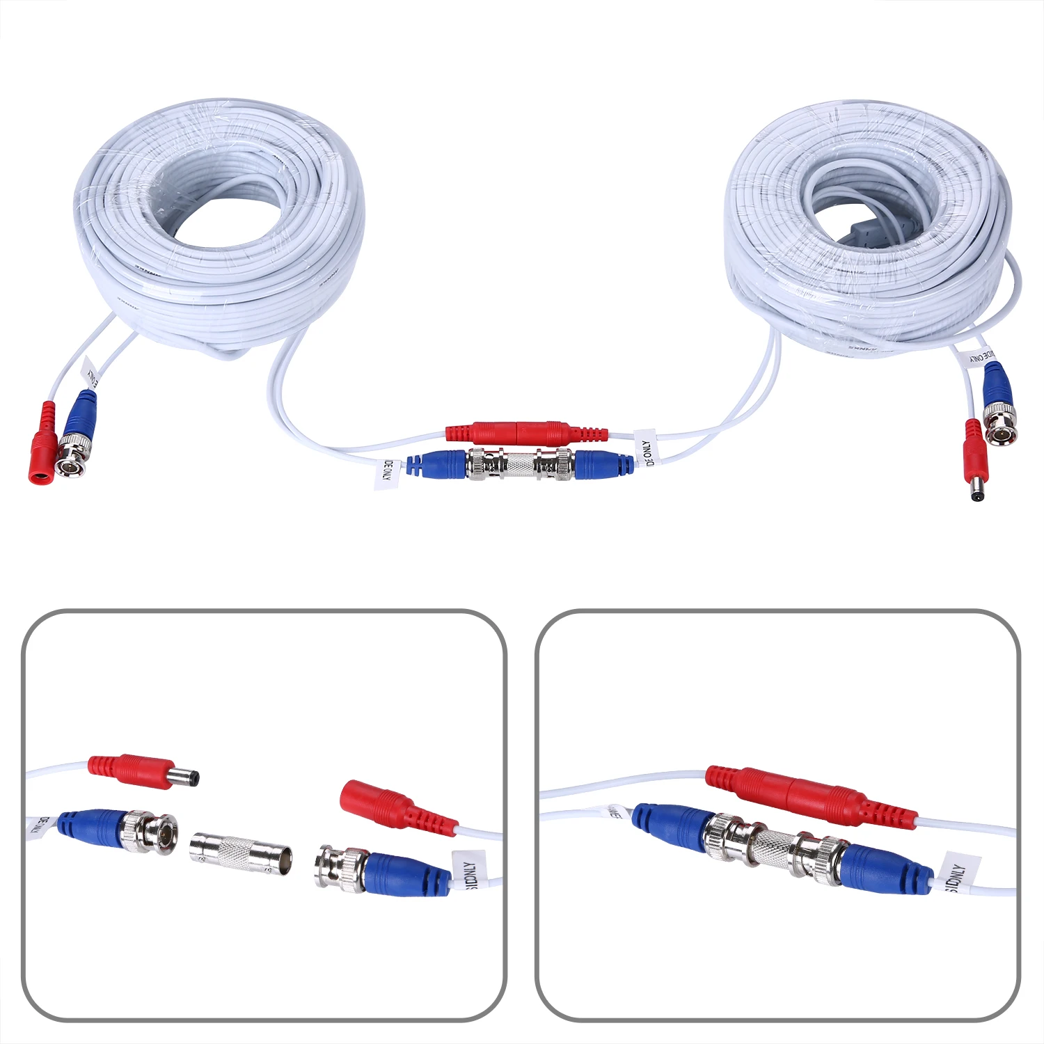 SANNCE 4 Pack 30M 100ft CCTV Cable BNC + DC Plug Video Power Cable For Wire AHD Camera And DVR Surveillance System Accessories