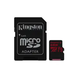 Kingston Технология холст реакцию, 64 ГБ MicroSDXC, Clase 10, UHS-I, 100 МБ/с., черный, Rojo