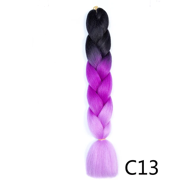 24 дюйма длинные большие синтетические косы Омбре плетение волос крючком коса 100 г/упак. черные розовые синие серые волосы для наращивания - Цвет: T1B/33