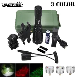 Водостойкий тактический зеленый/красный/белый светодиодный винтовка охотничий свет + переключатель давления + 25 мм прицела + 18650 батарея + USB