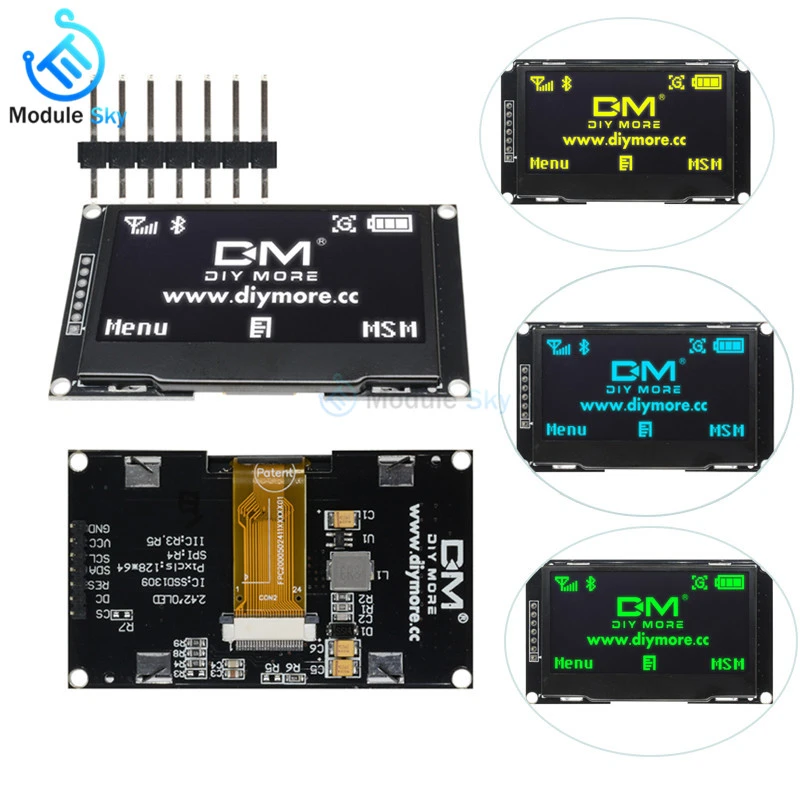 2.42 inch LCD Screen 128X64 12864 OLED Display Module IIC I2C SPI ...