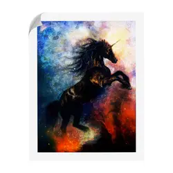 Бег лошадь картина цифровая печать черный Единорог Пони фото жикле печати не Рамки Гостиная Книги по искусству Декор