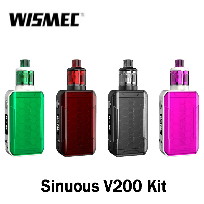 Оригинальный Wismec Sinuous V200 комплект и 200 Вт TC Box Mod 3 мл Amor NSE Tank WS-M WL04 катушка MTL Fit 18650