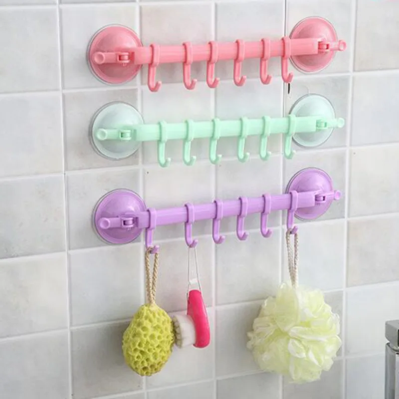 Kitchen Hook Rack Double Suction Cup Towel Rack Hanging Shelves Holders