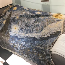 Хлопковый ковер Ван Гог Звездная ночь диван одеяло комната Спальня Мягкий ковер покрывало наружная скатерть гобелен домашний декор