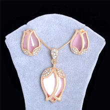 Pink Tulip Shaped Jewelry Set