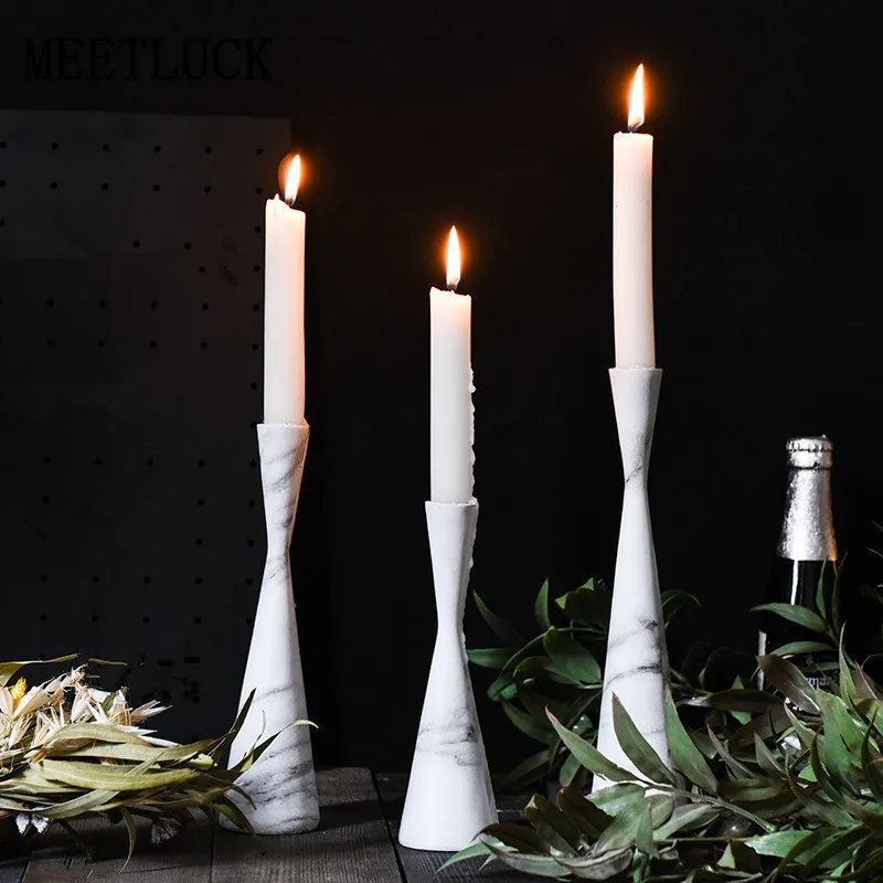 Creative Nordic Light Luxury Candle Holder Marble Pattern Candlestick