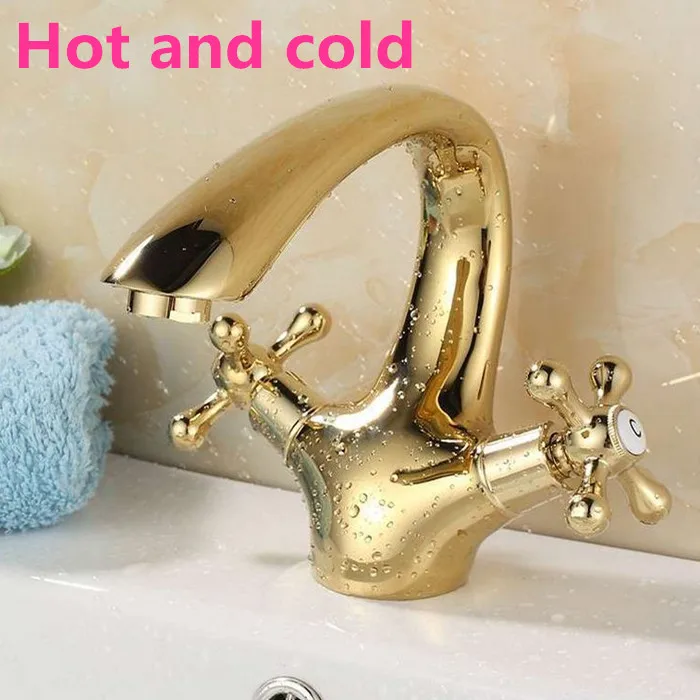 

Single Hole Bathroom Faucets Classical Antique Faucet Brass Baisn Faucet Double Handle Hot and Cold+2 pcs Hoses