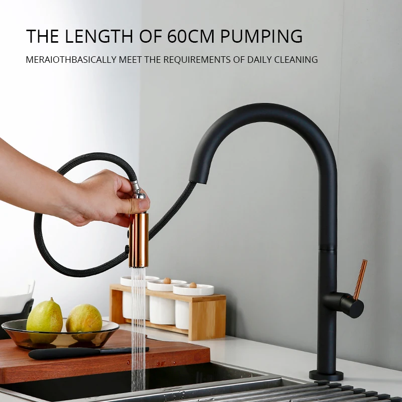  Swivel Pull Down Kitchen Faucet Black / Rose Rinse Laundry Sink Mixer Tap Spring Wholesale Premium  - 33023609721