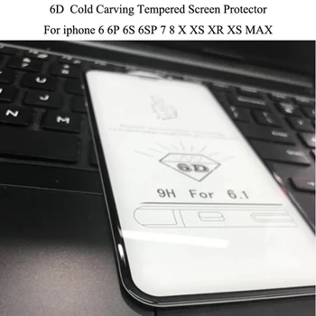 

30pcs/lot For iPhone 7 glass iphone 6S 8 Plus Tempered Glass for iPhone X XR XS Max Screen Protector 6D Full Cover Cold Carving