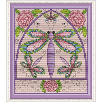 

Dragonfly Animal Counted Cross Stitch Sets For Needlework Embroidery DMC Cross Stitch Kits Embroidery Needlework Set