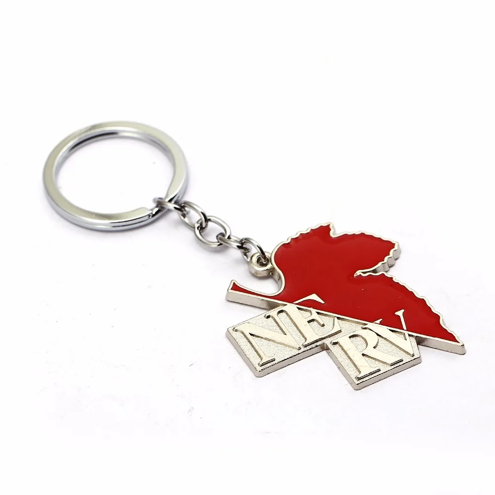 

Anime EVA Keychain NEON GENESIS EVANGELION NERV Ayanami Rei Key Ring Metal Key Chain Leafs Men Chaveiro Valentines Jewelry