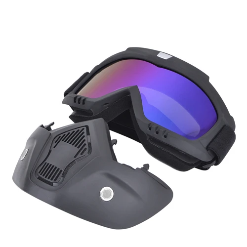 BJMOTO Мотокросс Съемная модульная маска очки и рот фильтр для мотоцикла открытое лицо винтажный шлем - Цвет: Model 4