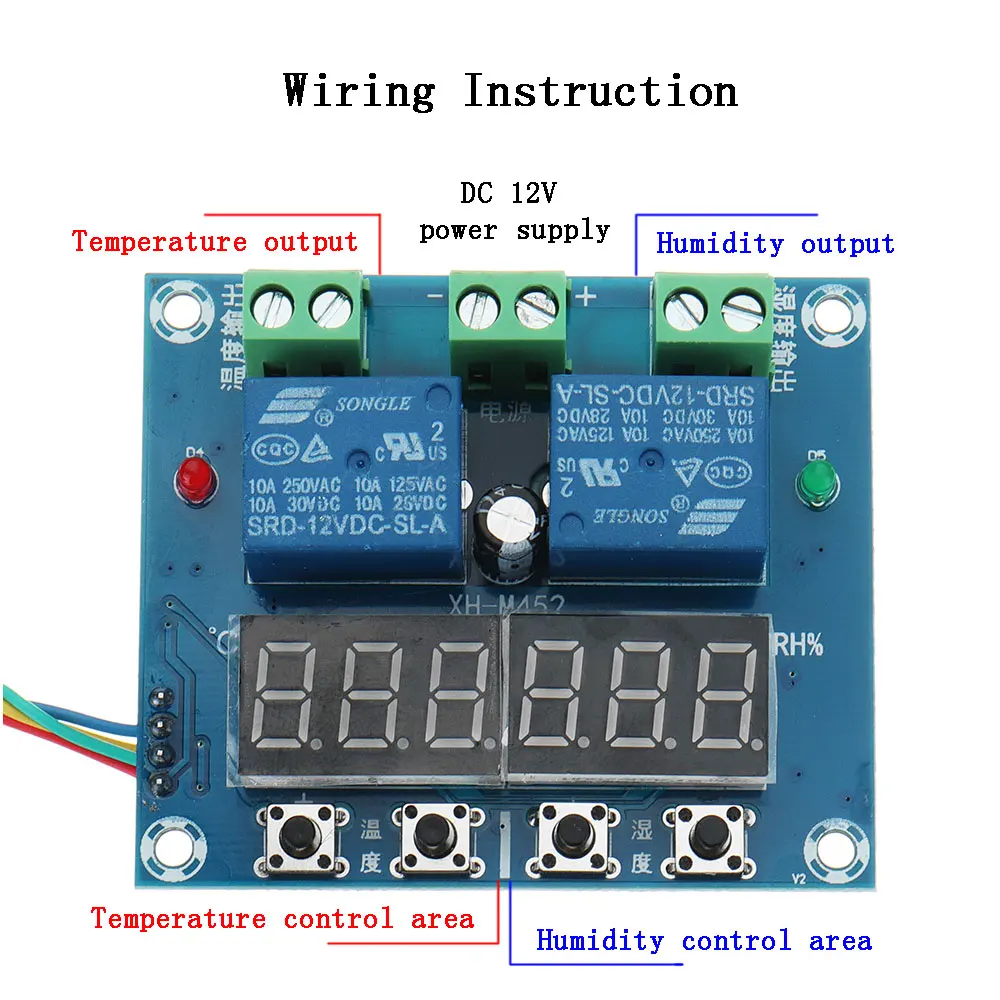 DC-12V-XH-M452-Temperature-And-Humidity-Controller-Module-Digital-Display-High-Accuracy-Dual-Output-Automatic