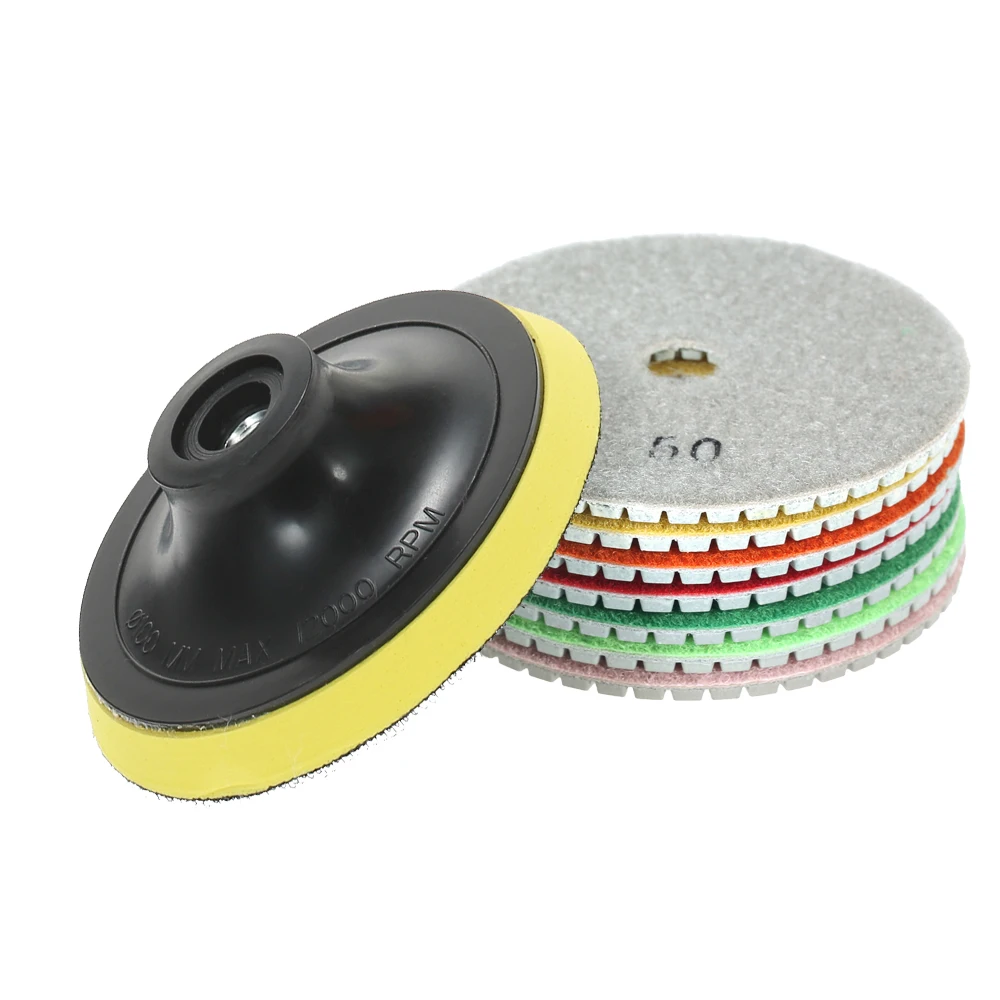 B 7pcs 4" sanding Grinding Disc Wet Polishing Pads Diamond Flexible