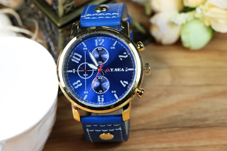 Горячая Распродажа O. T. SEA Брендовые Часы из искусственной кожи Мужские Военные Спортивные кварцевые наручные часы Relogio Masculino 8192